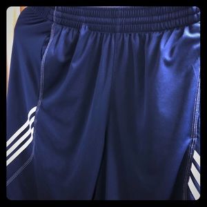 Adidas 3 Stripes athletic shorts (white on navy)